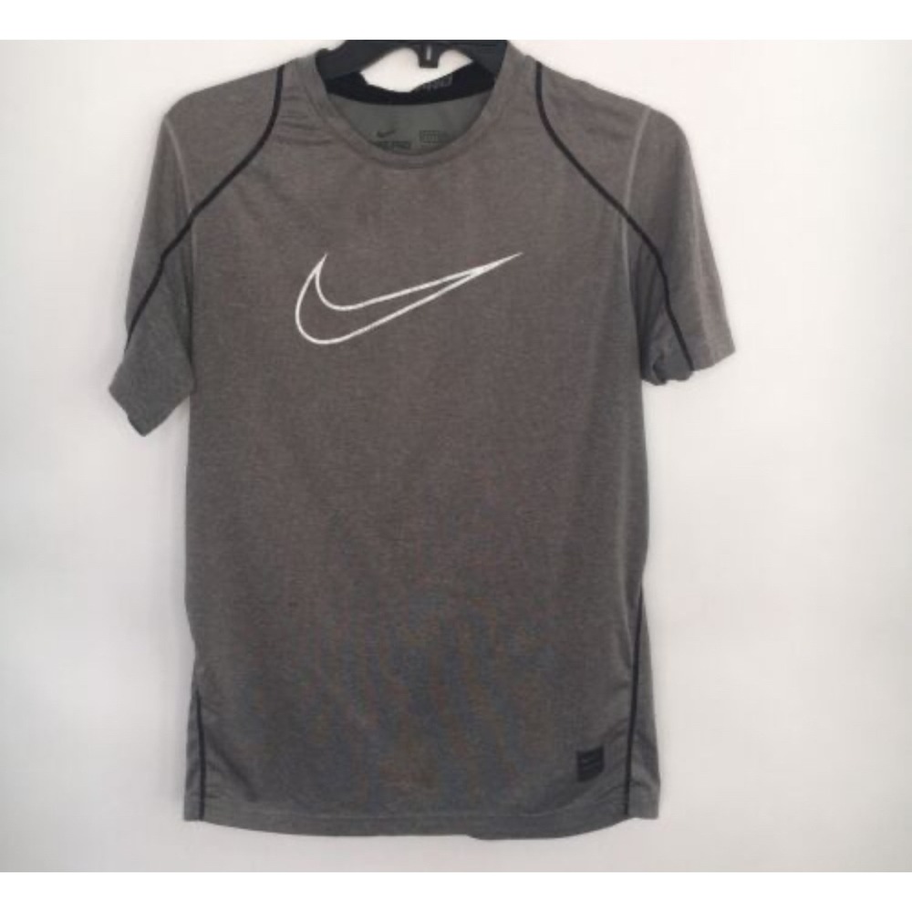 Nike Pro Fitted Training Shirt Gray Short Sleeve Athletic Top Size XL